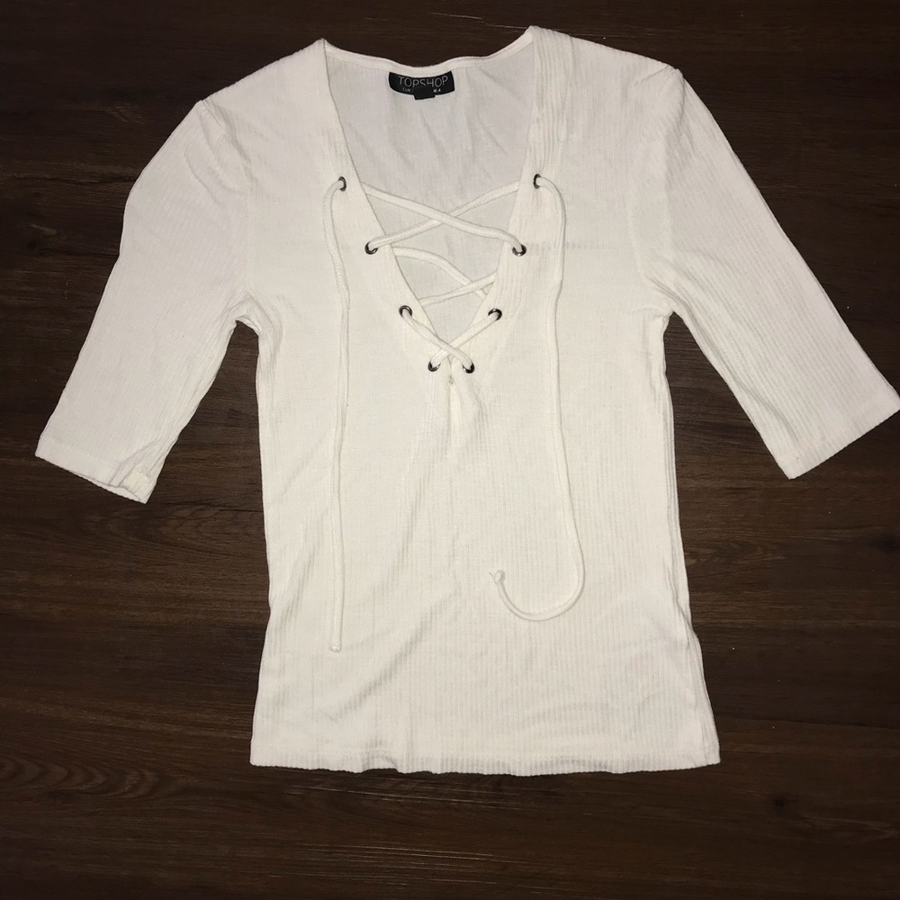 TOPSHOP Lace-up White top